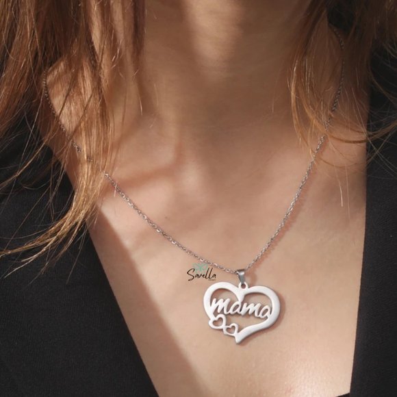 Celebrate MOM! Stainless Steel Mom Pendant and Chain Silver & Gold - Picture 2 of 5